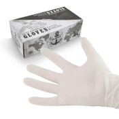 Boite de 100 gants en latex de coloris blanc - taille S 6/7